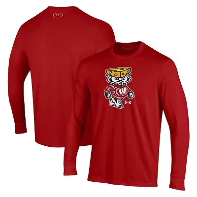 Men's Under Armour Red Wisconsin Badgers Cheesehead Bucky Long Sleeve T-Shirt