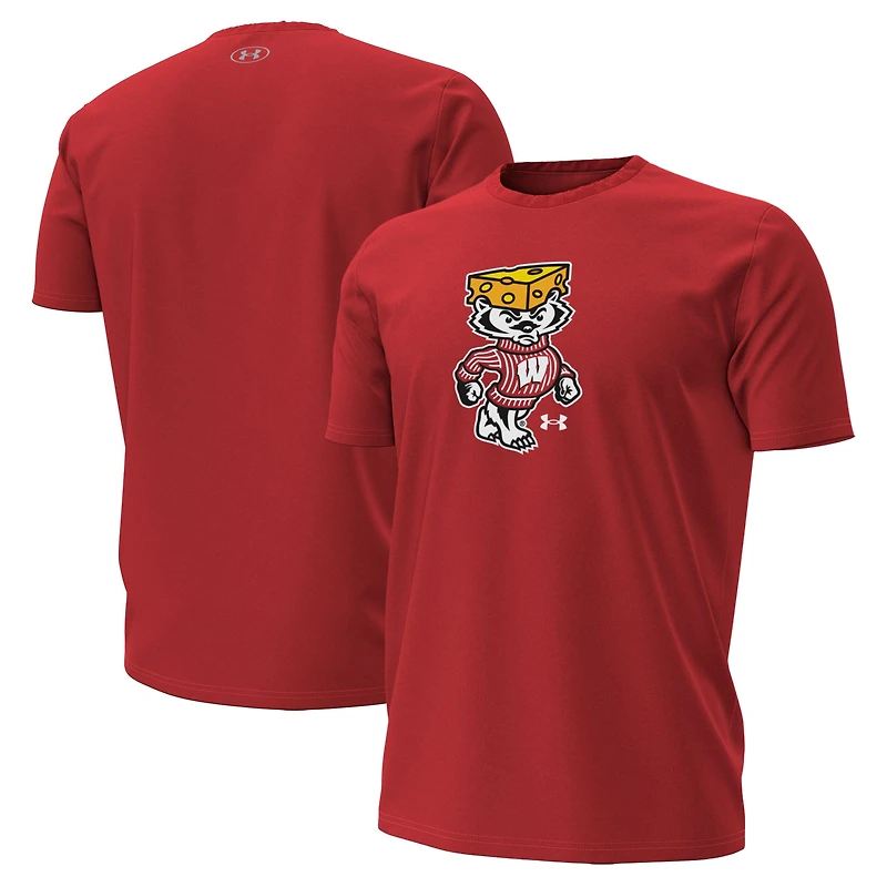 T-shirt Under Armour rouge Wisconsin Badgers Cheesehead Bucky pour homme