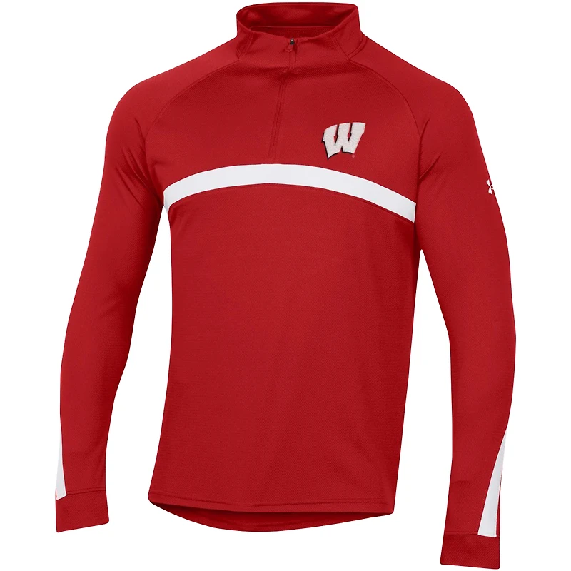 Haut raglan à quart de zip pour hommes Under Armour, Wisconsin Badgers Game Day, rouge