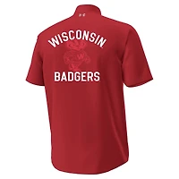 Chemise boutonnée Under Armour rouge Wisconsin Badgers Gameday Armourfuse Camp pour homme