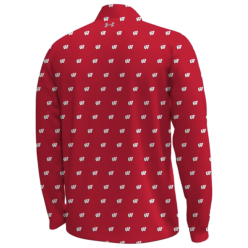 Men's Under Armour  Red Wisconsin Badgers Gameday Armourfuse Half-Zip Top