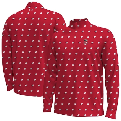 Haut demi-zippé Under Armour Wisconsin Badgers Gameday Armourfuse rouge pour homme