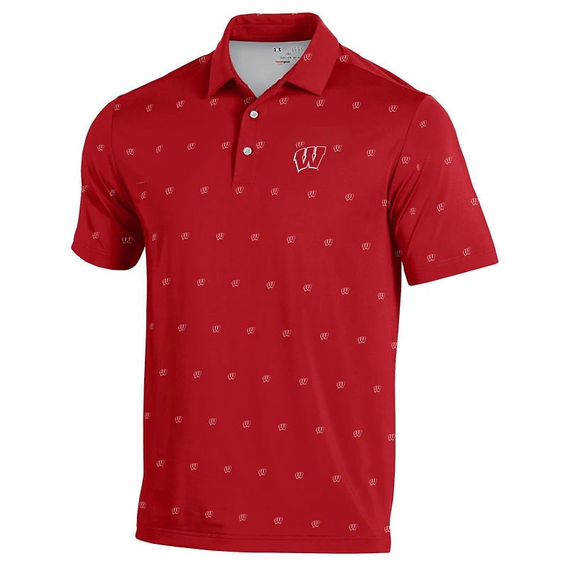 Polo Armourfuse Gameday rouge des Wisconsin Badgers pour homme Under Armour