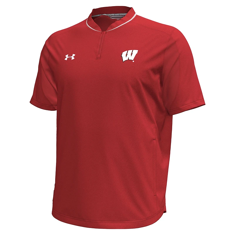 Haut à fermeture éclair quart de tour Motivate des Wisconsin Badgers d'Under Armour pour homme