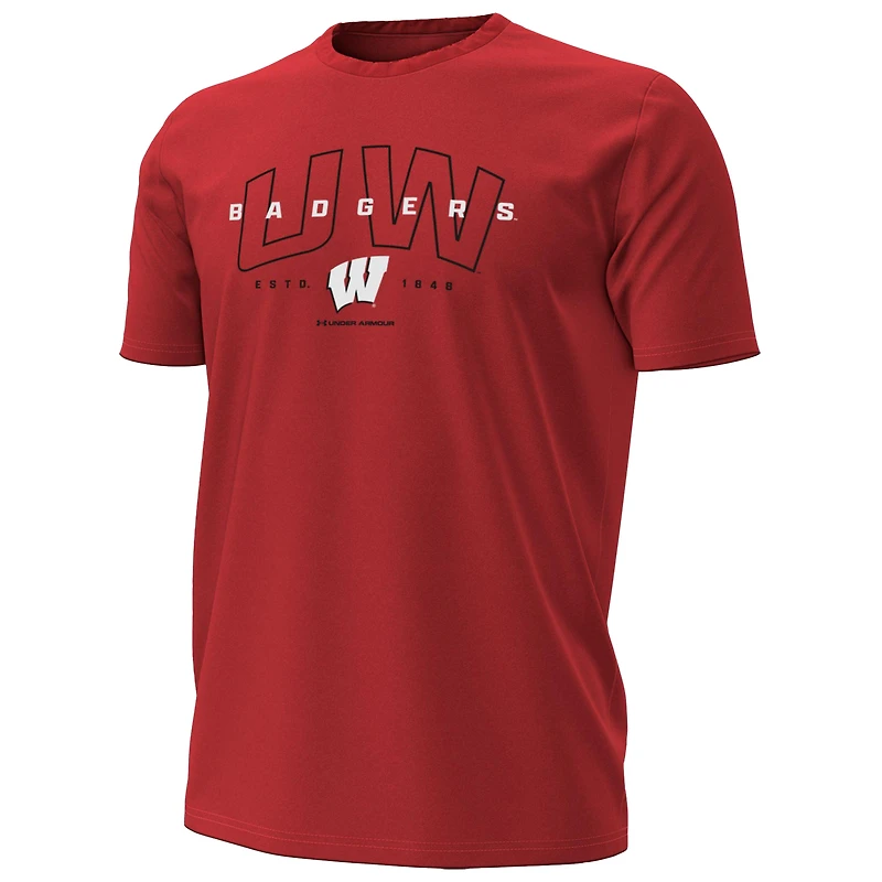 Men's Under Armour Red Wisconsin Badgers Overlay Performance T-Shirt