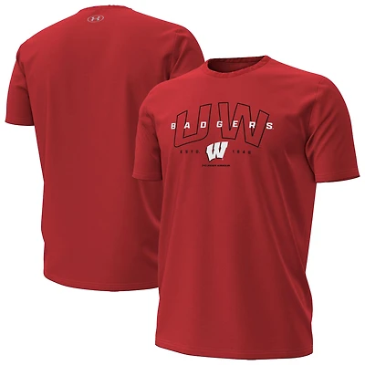 Men's Under Armour Red Wisconsin Badgers Overlay Performance T-Shirt