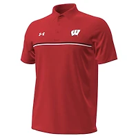 Polo Performance Drive à rayures poitrine pour homme Under Armour, rouge Wisconsin Badgers