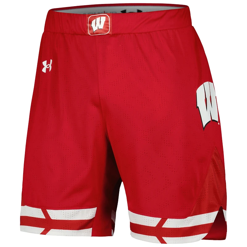Men's Under Armour  Red Wisconsin Badgers Replica Basketball Shorts
