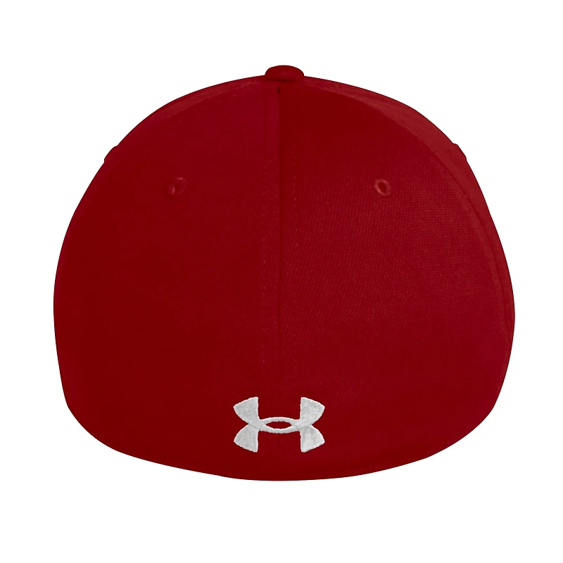 Casquette Under Armour rouge Wisconsin Badgers Sideline Blitzing Accent Flex pour homme