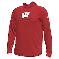 T-shirt à capuche et manches longues pour homme Under Armour Wisconsin Badgers Sideline Knockout rouge