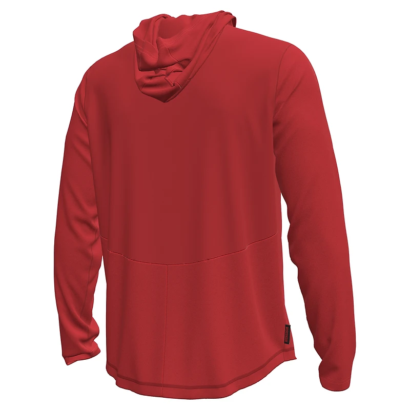 T-shirt à capuche et manches longues pour homme Under Armour Wisconsin Badgers Sideline Knockout rouge