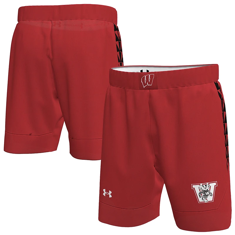 Short de basketball réplique Under Armour rouge Wisconsin Badgers pour homme