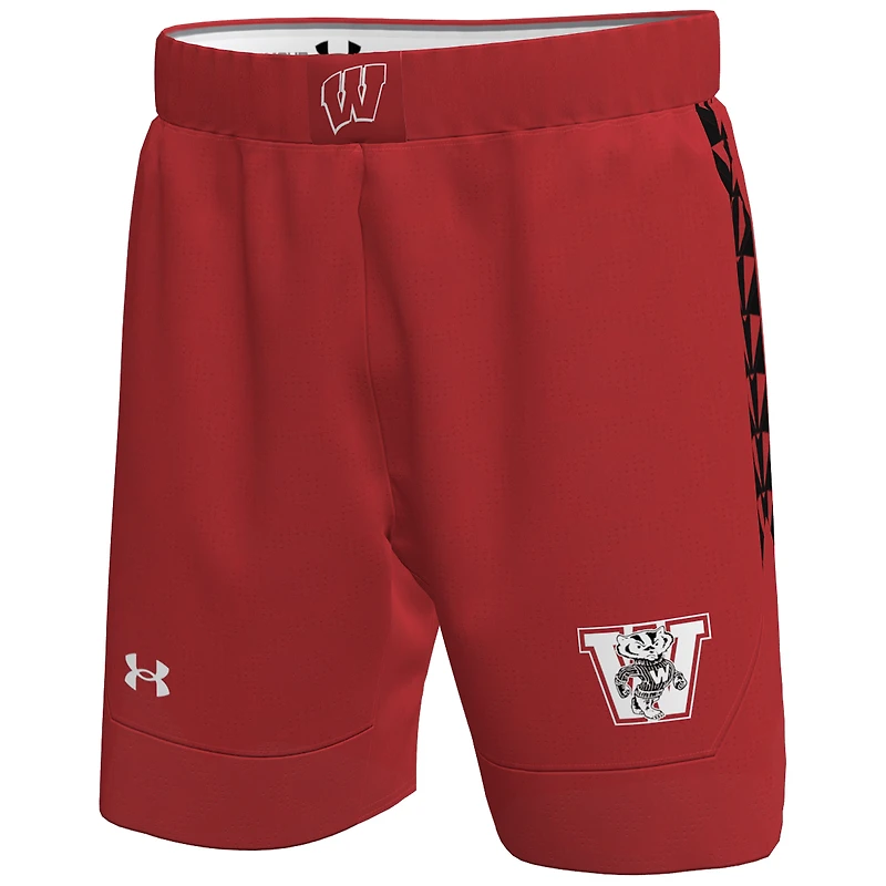 Short de basketball réplique Under Armour rouge Wisconsin Badgers pour homme