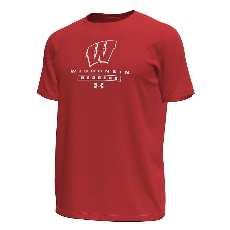 T-shirt de performance extensible Stack pour homme Under Armour, rouge Wisconsin Badgers