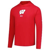 Men's Under Armour  Red Wisconsin Badgers Tech Stretch Long-Sleeve Hooded T-Shirt