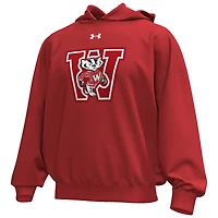 Men's Under Armour Red Wisconsin Badgers Throwback Icon Fleece Pullover Hoodie