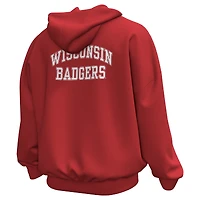 Men's Under Armour Red Wisconsin Badgers Throwback Icon Fleece Pullover Hoodie