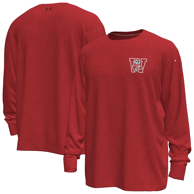 Men's Under Armour Wisconsin Badgers Throwback Motion Heavyweight Long Sleeve T-Shirt