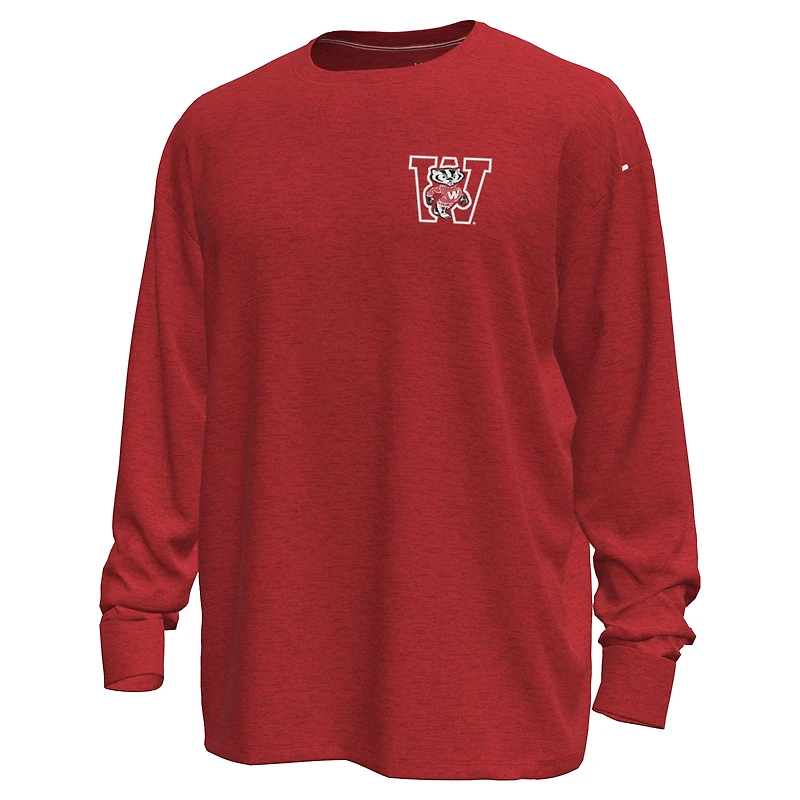 T-shirt à manches longues épais Throwback Motion pour homme des Wisconsin Badgers d'Under Armour, rouge