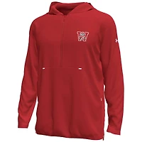 Men's Under Armour Red Wisconsin Badgers Throwback Motion Heavyweight Quarter-Zip Hoodie