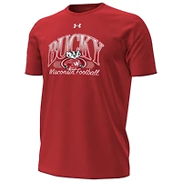 Men's Under Armour Red Wisconsin Badgers Throwback Performance T-Shirt