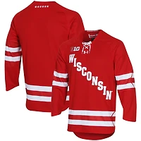 Men's Under Armour Red Wisconsin Badgers UA Replica Hockey Jersey