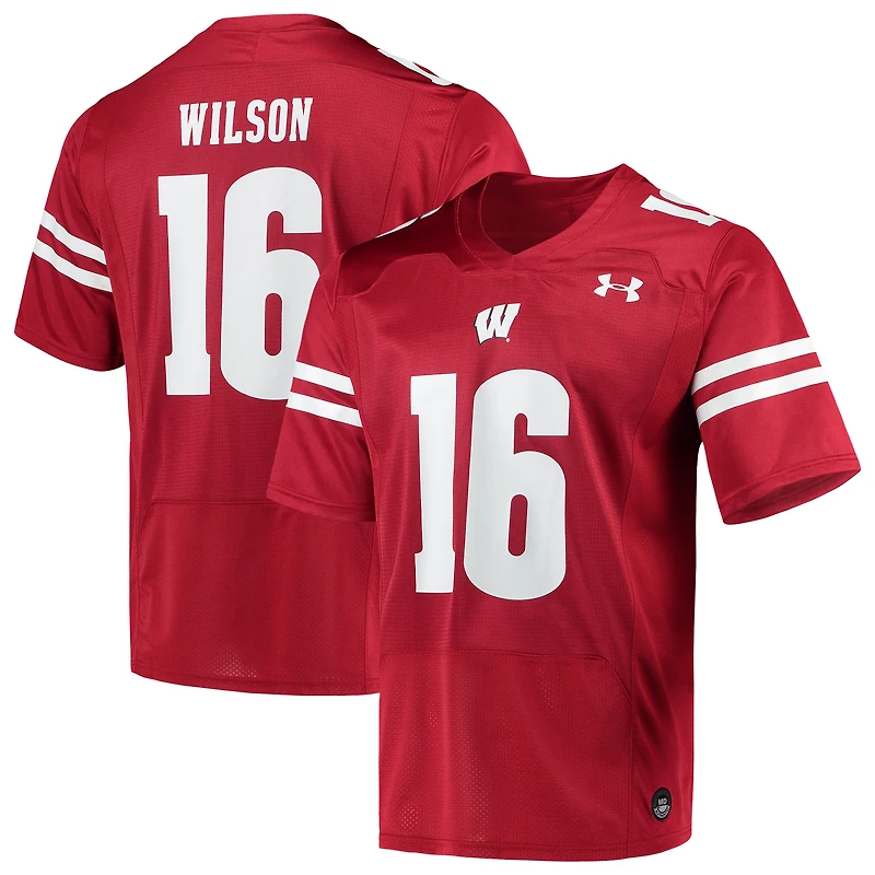 Maillot Under Armour Russell Wilson pour hommes, réplique des Badgers du Wisconsin, rouge