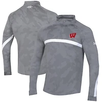 Haut à quart de zip camouflage Under Armour Steel Wisconsin Badgers Game Day pour hommes