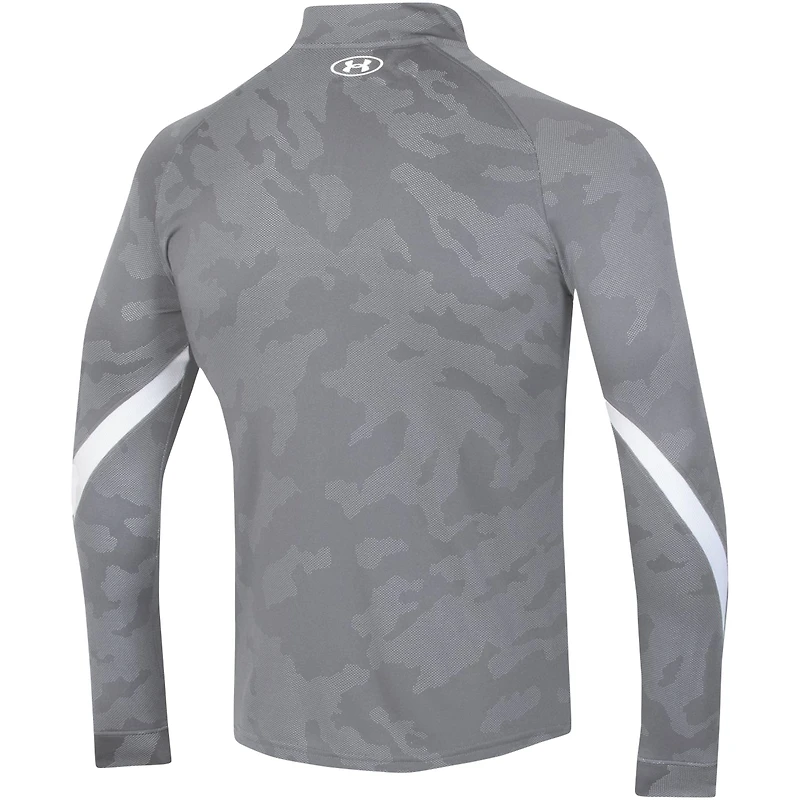 Haut à quart de zip camouflage Under Armour Steel Wisconsin Badgers Game Day pour hommes