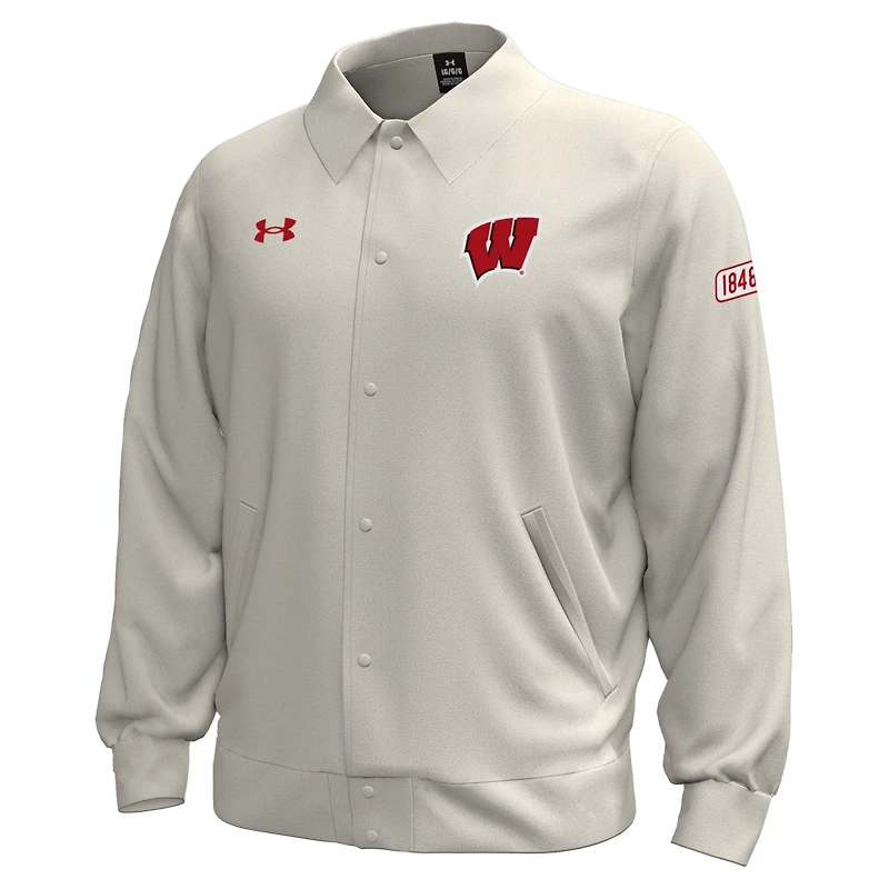 Veste polaire Under Armour Stone Wisconsin Badgers Gameday Icon Full-Snap pour homme