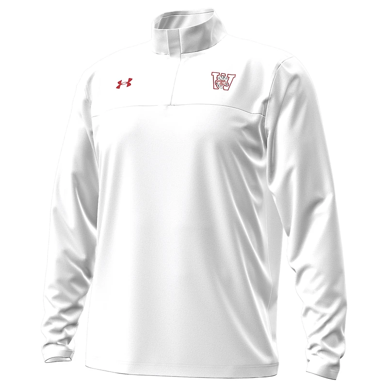 Men's Under Armour  White Wisconsin Badgers 1980 Throwback Game Quarter-Zip Sweatshirt