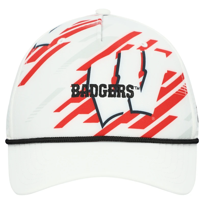 Men's Under Armour White Wisconsin Badgers College Essentials Driver Rope Iso-Chill Adjustable Hat