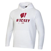 Sweat à capuche en polaire blanc pour homme Under Armour Wisconsin Badgers Hockey Rival