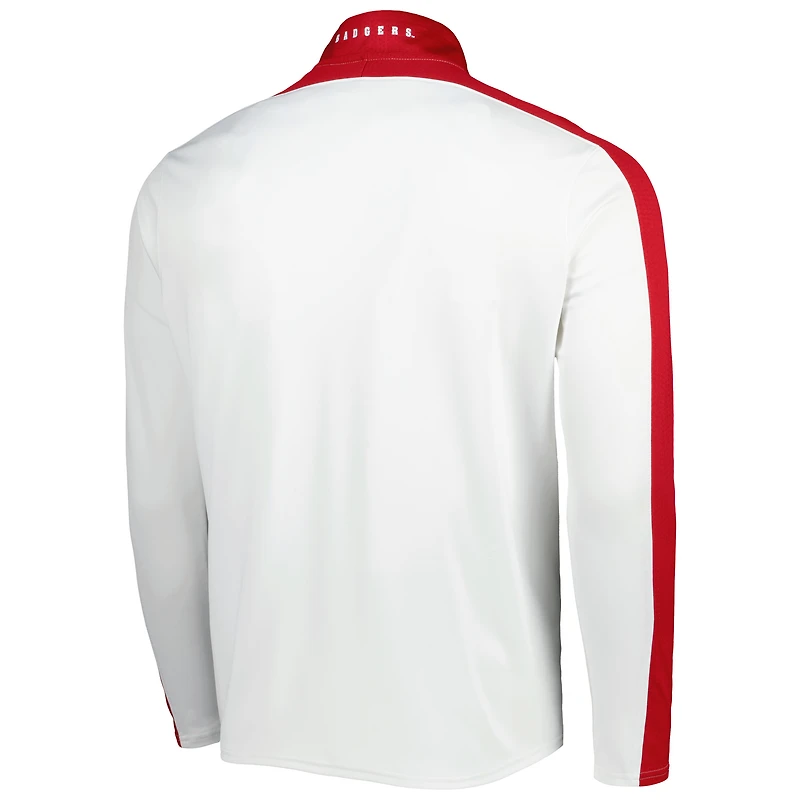 Under Armour Wisconsin Badgers - Veste légère à col montant et fermeture éclair pour homme Blanc