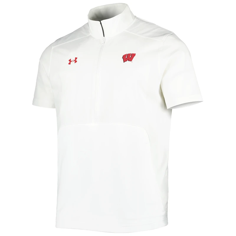 Under Armour Wisconsin Badgers Motivate 2.0 Veste à demi-fermeture éclair pour homme Blanc