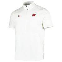 Under Armour Wisconsin Badgers Motivate 2.0 Veste à demi-fermeture éclair pour homme Blanc