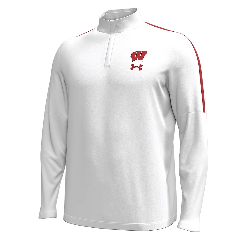 Veste à glissière quart de tour blanche pour homme Under Armour Wisconsin Badgers Playoff Performance