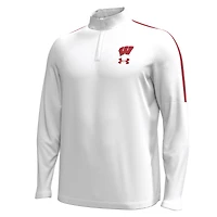 Veste à glissière quart de tour blanche pour homme Under Armour Wisconsin Badgers Playoff Performance