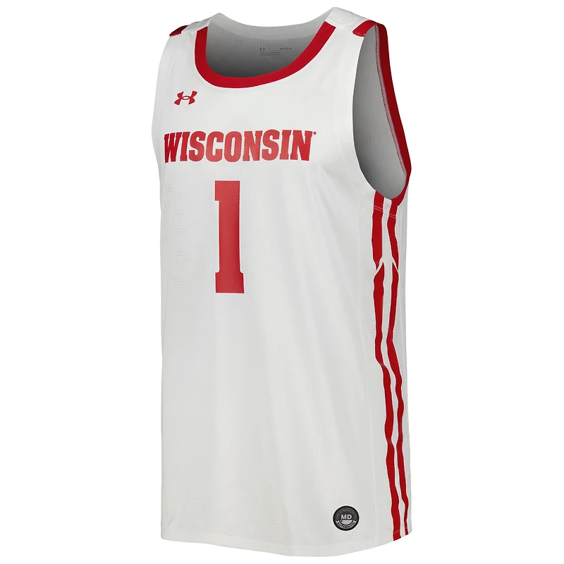 Men's Under Armour White Wisconsin Badgers Replica Basketball Jersey