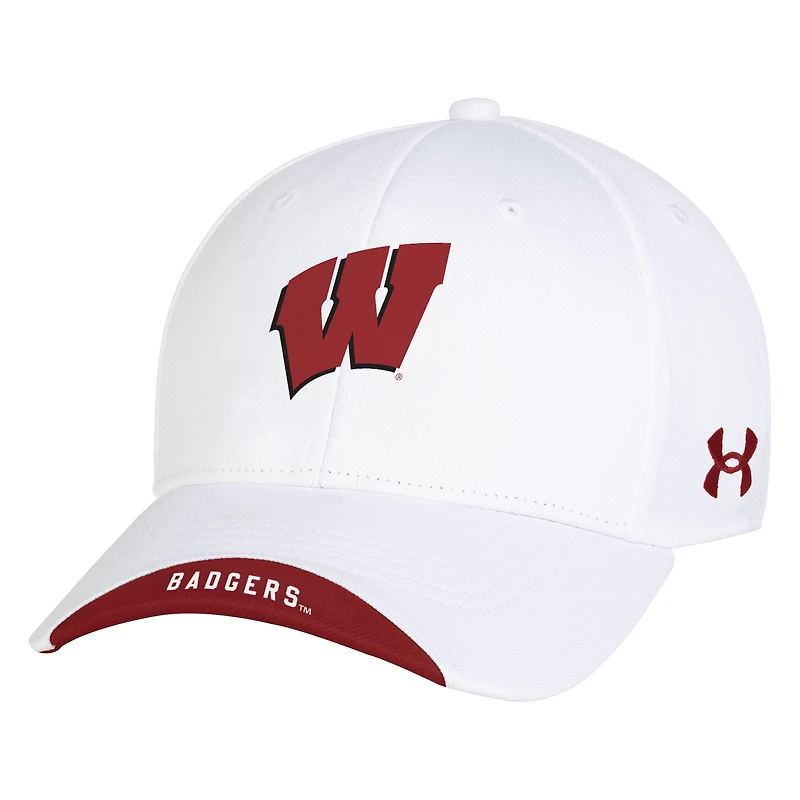 Casquette ajustable Iso-Chill blanche Wisconsin Badgers Sideline Blitzing Accent pour homme Under Armour