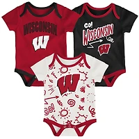Ensemble de body trois pièces pour nouveau-né et nourrisson Outerstuff Wisconsin Badgers All Day Play