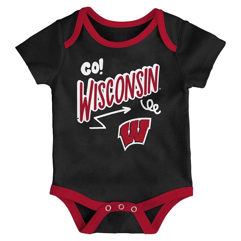 Newborn & Infant Outerstuff Wisconsin Badgers Three-Pack All Day Play Bodysuit Set