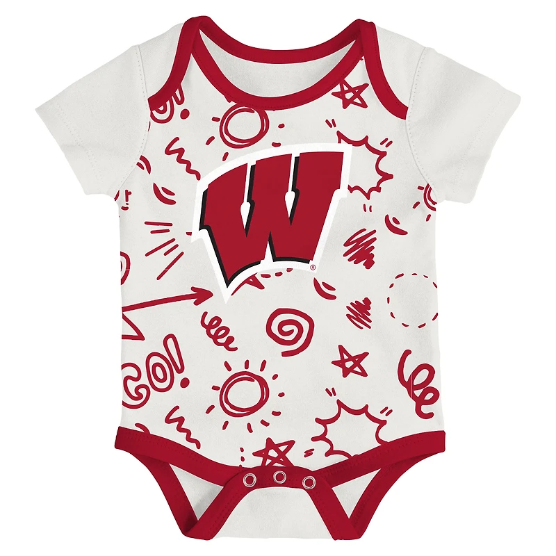 Ensemble de body trois pièces pour nouveau-né et nourrisson Outerstuff Wisconsin Badgers All Day Play