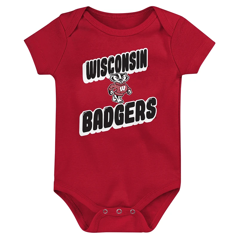Newborn Red Wisconsin Badgers Sunday Comics 3-Pack Bodysuit Set