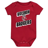 Newborn Red Wisconsin Badgers Sunday Comics 3-Pack Bodysuit Set
