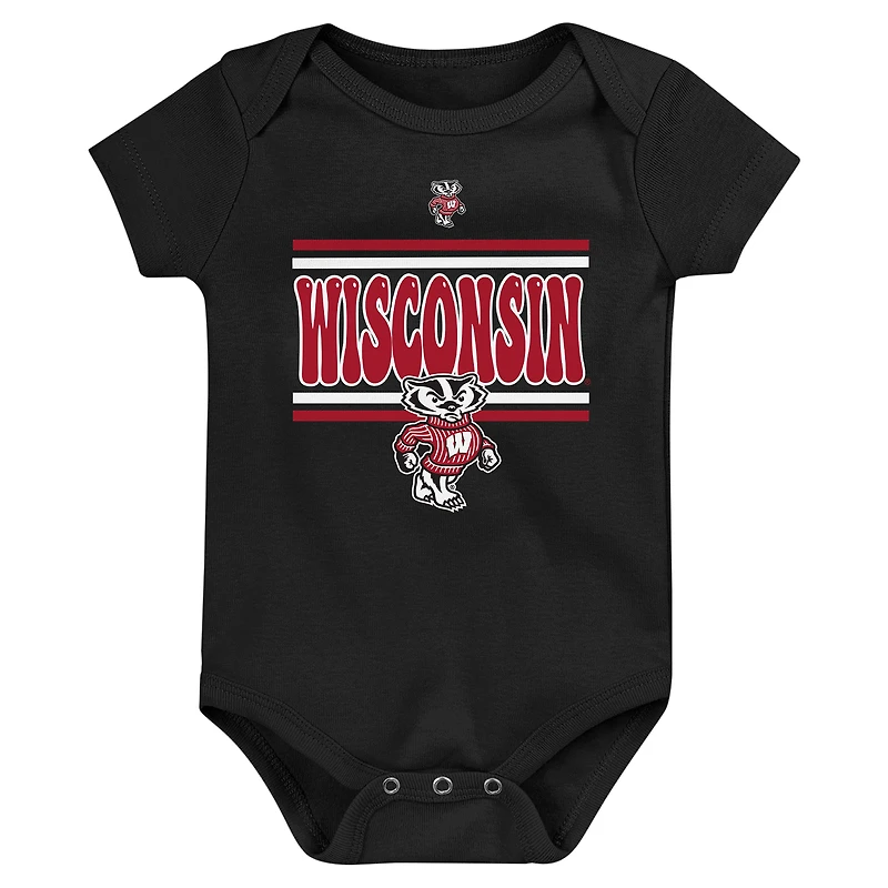 Ensemble de 3 bodies pour nouveau-né Red Wisconsin Badgers Sunday Comics