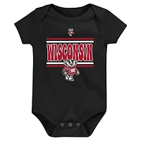 Ensemble de 3 bodies pour nouveau-né Red Wisconsin Badgers Sunday Comics