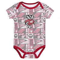 Ensemble de 3 bodies pour nouveau-né Red Wisconsin Badgers Sunday Comics
