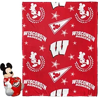 Ensemble coussin et jeté en soie Mickey Hugger Northwest x Disney Wisconsin Badgers