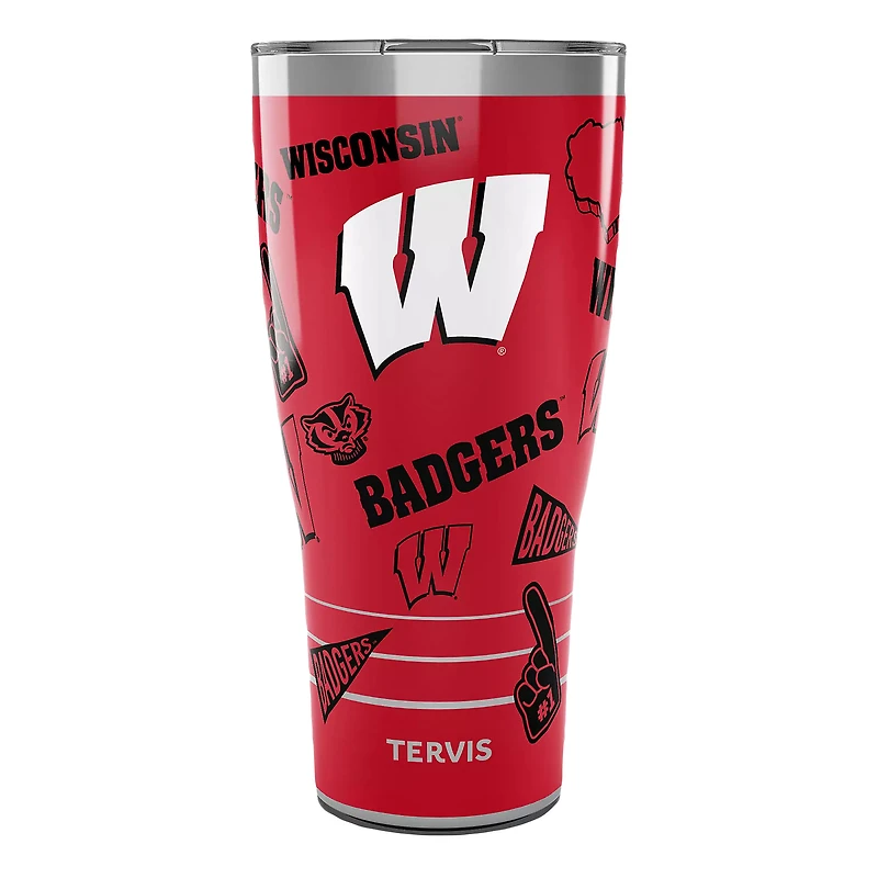 Gobelet Tervis Wisconsin Badgers de 30 oz avec couvercle coulissant
